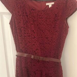 Elegant Lace Burgundy Dress